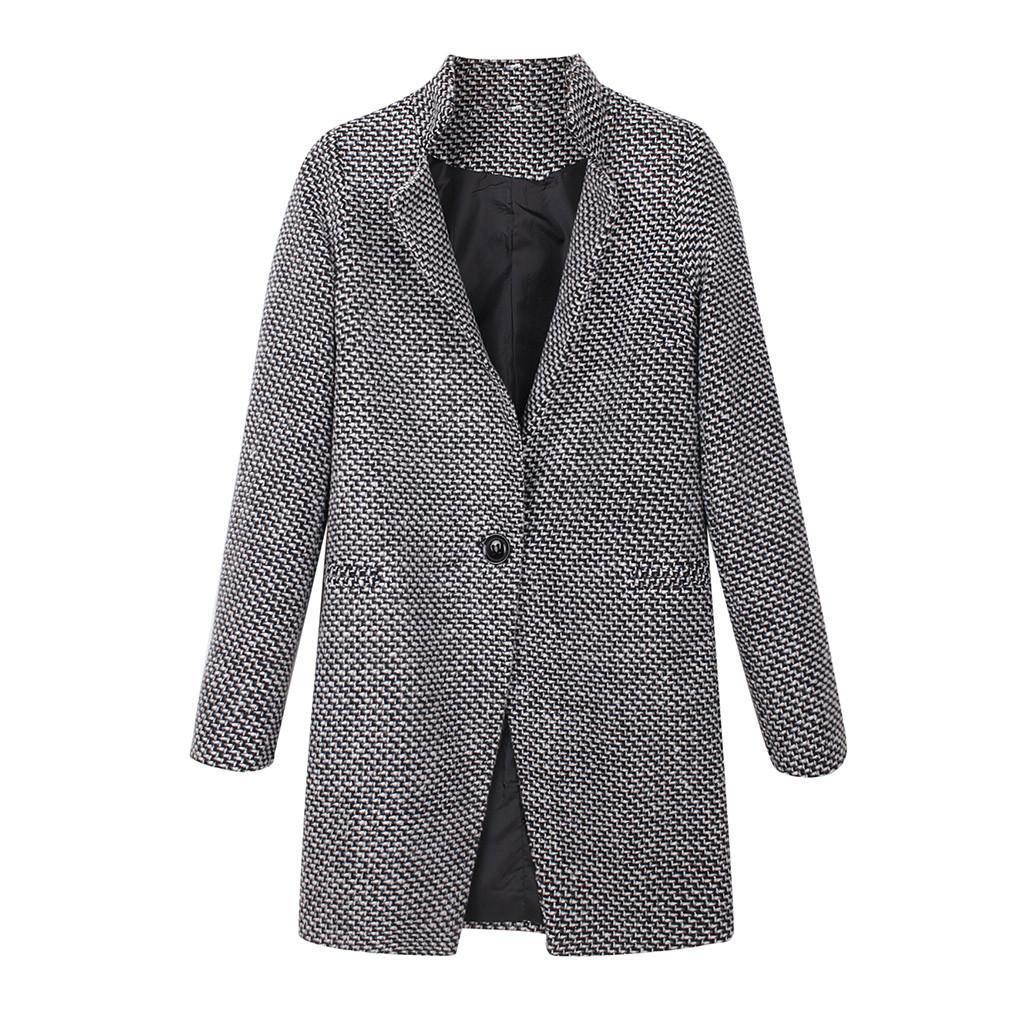 Women Winter Warm Trench Long Coat Outwear Lapel Wool Jacket Overcoat Plus Size