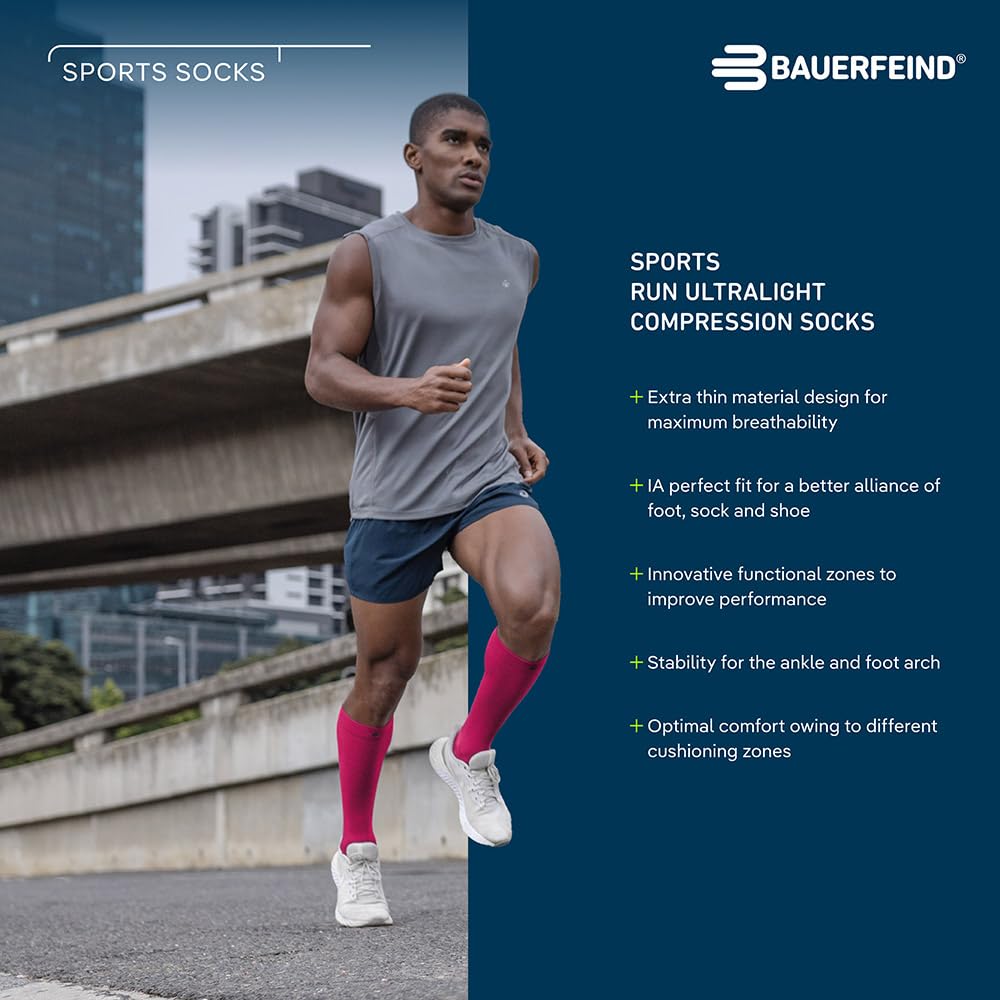 Компрессионные носки BAUERFEIND Run Ultralight, женские, белые, средний размер, 41-43 (26.0-27.5)