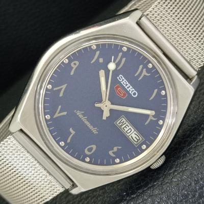 ЯПОНИЯ ВИНТАЖ SEIKO 5 АВТОМАТИЧЕСКИЕ 6309A МУЖСКИЕ ЧАСЫ С АРАБСКИМ СИНИМ ЦИФЕРБЛАТОМ a701238-5