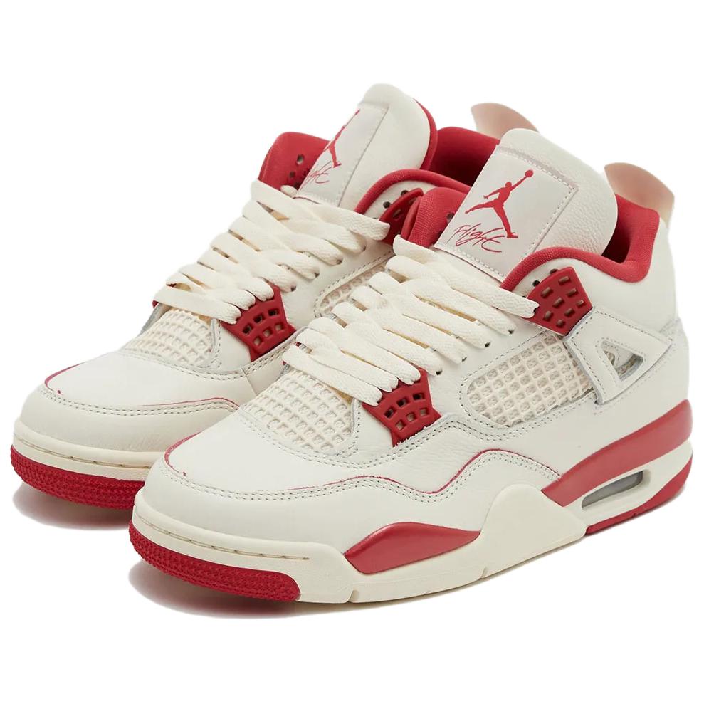 Jordan Air Jordan 4 Поддерживающие Средние Винтажные Баскетбольные Кроссовки Женские Бело-Красные HV0823-108