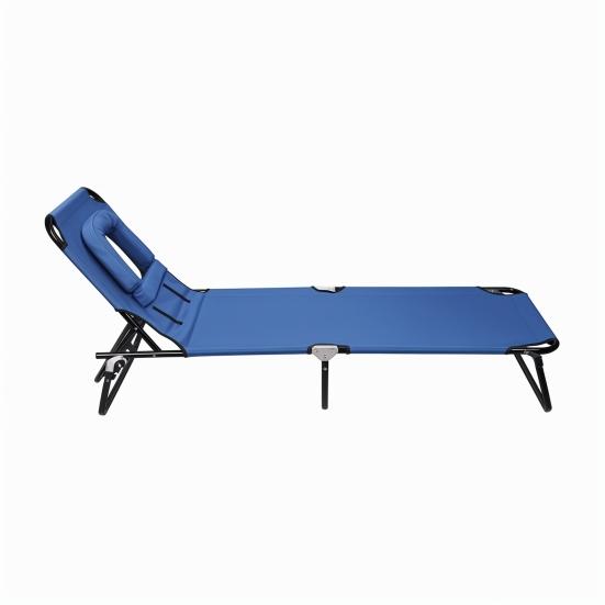 Foldable Camping Cot for Adults, Reclining Lounge Chair with Face Hole, 4 Height Adjustable, Removable Pillow