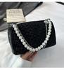 2025 новый тренд модная сумочка зарубежный стиль стразы подмышечная маленькая квадратная сумка жемчужная цепочка плечевая сумка кроссбоди женская