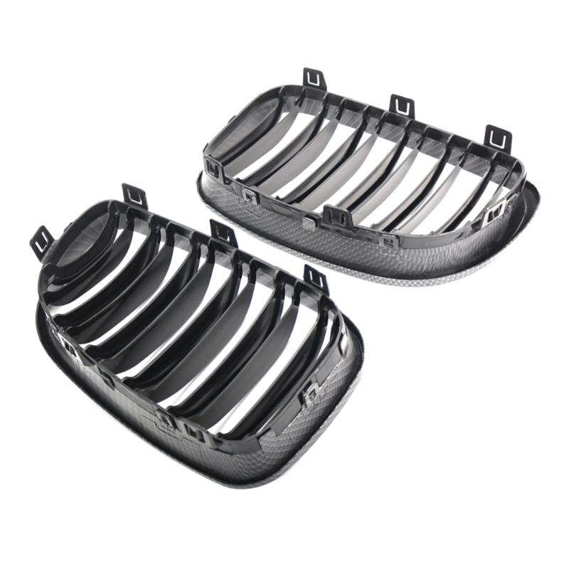 1 Pair Front Kidney Grille for 2019 51137166439 Gloss- Black Double-Line Left Right Front Grills Frame Trim