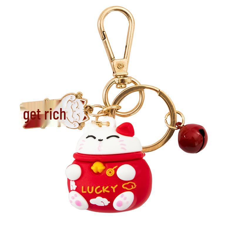 Корейский милый брелок для ключей Lucky Cat: Очаровательная подвеска для пар, сумок и автомобилей