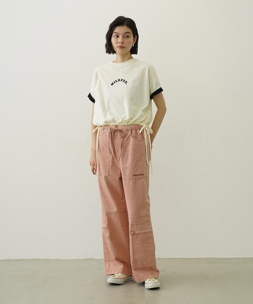 Milkfed Casual Colored Sleeve Edge Short Off White Women's Top,