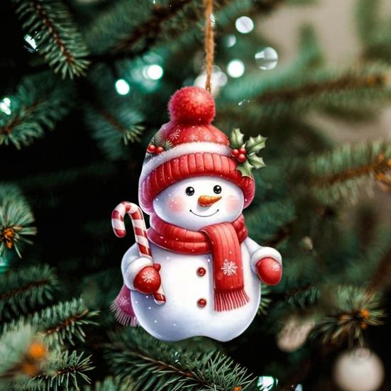 Подвеска в виде оленя Санта-Клауса, праздничная рождественская елка, подвесное украшение, акриловое украшение в виде мультяшного Санты