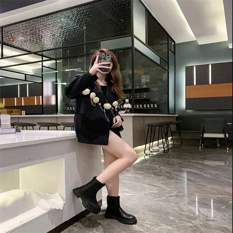 High Boots Women's Autumn and Winter 2025 New Korean Version Versatile Boots Rear Zipper Thin Boots But Knee Mid Boots