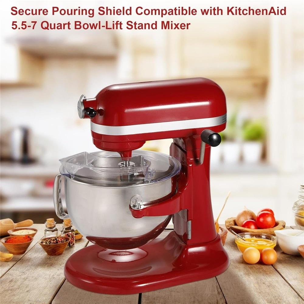 Tilt-Head Mixer Pouring Shield - Splash guard with removable pouring chute, compatible with KitchenAid 5.5-7 Quart Bowl-Lift Stand Mixers