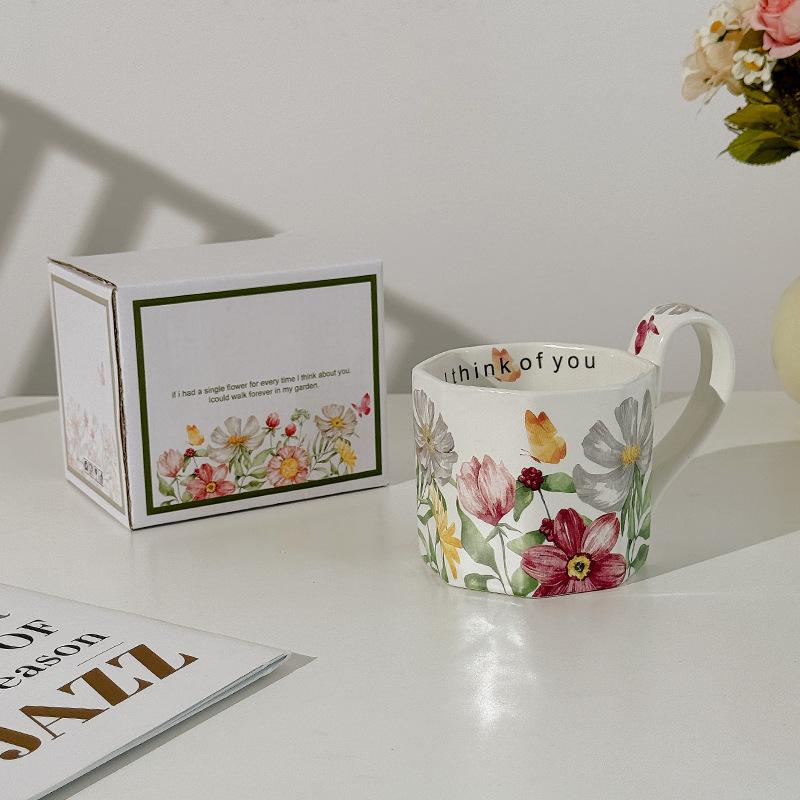 Пасторальная ручная роспись, цветущие солнечные цветы, офисная кружка, керамическая чашка для воды, кофейная чашка, подарок, креативная ручная роспись