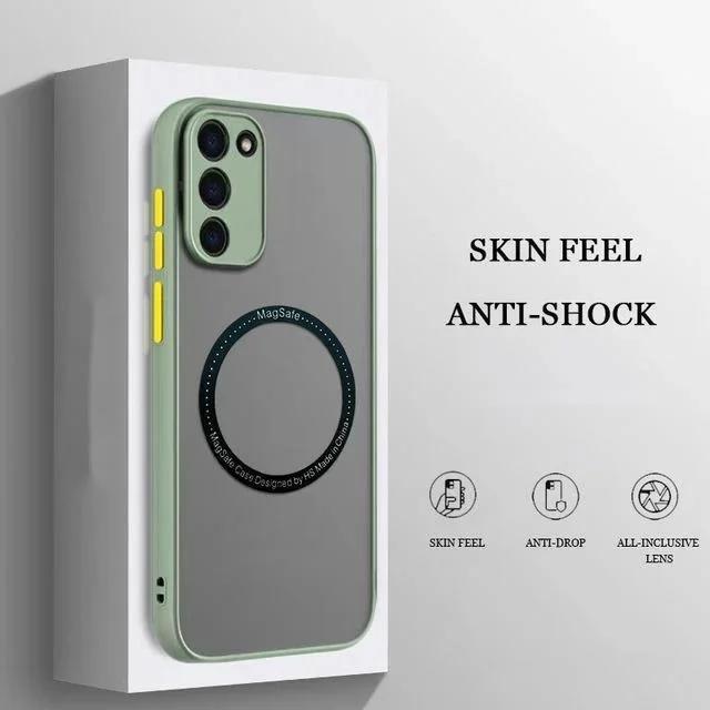 Матовый чехол для Samsung Galaxy S24 S23 S22 Ultra Plus S21 S20 FE для Magsafe, магнитный зарядный бампер, защитная крышка для камеры, принципиально