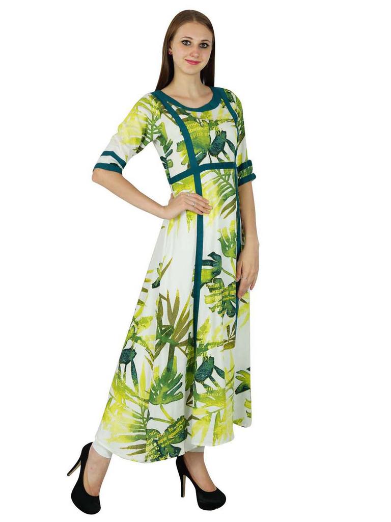 Indian Floral Print Bollywood Kurta Women Ethnic Kurti Rayon Top Tunic Dress