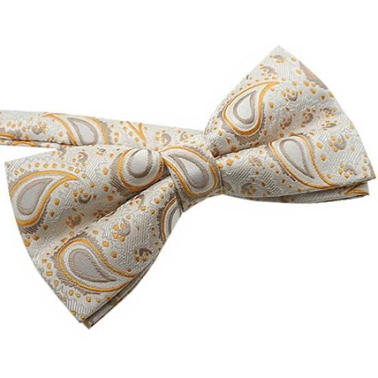 Bowties.jp Кремовый галстук-бабочка с узором пейсли, предварительно завязанный, с регулируемой застежкой-крючком, легко надеваемый, элегантный традиционный официальный галстук-бабочка для мужчин