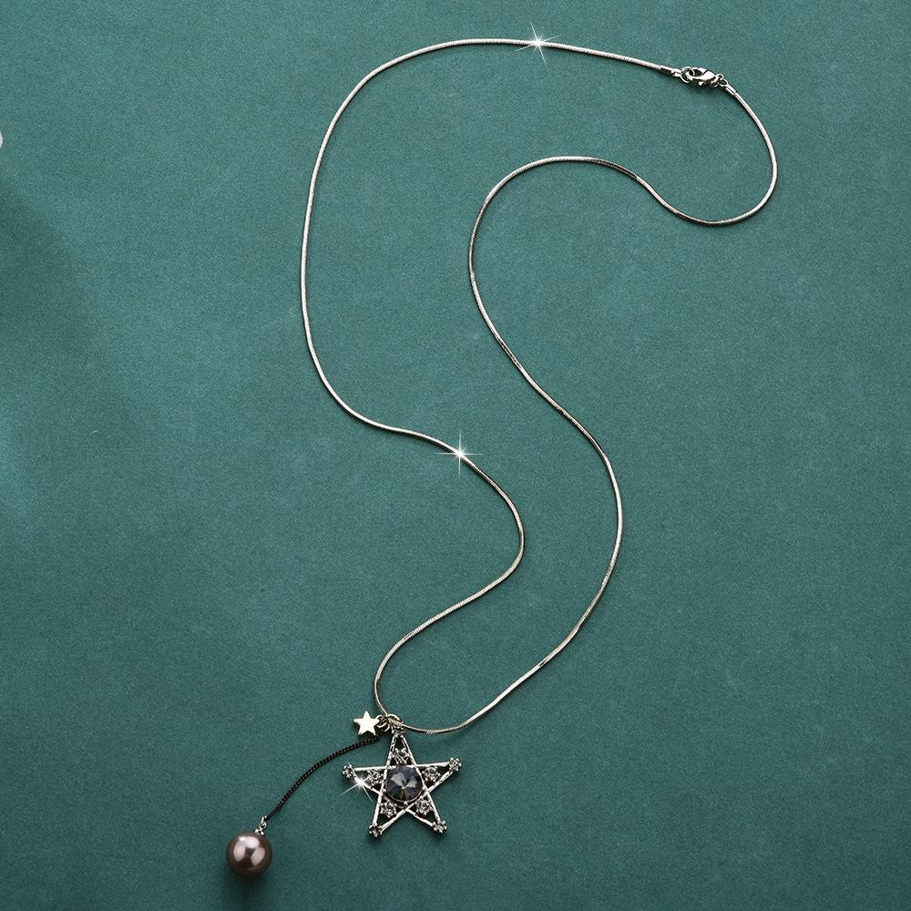 Новая мода Star Path Four Seasons Chain Zircon Star Маленькая жемчужная длинная цепочка для свитера