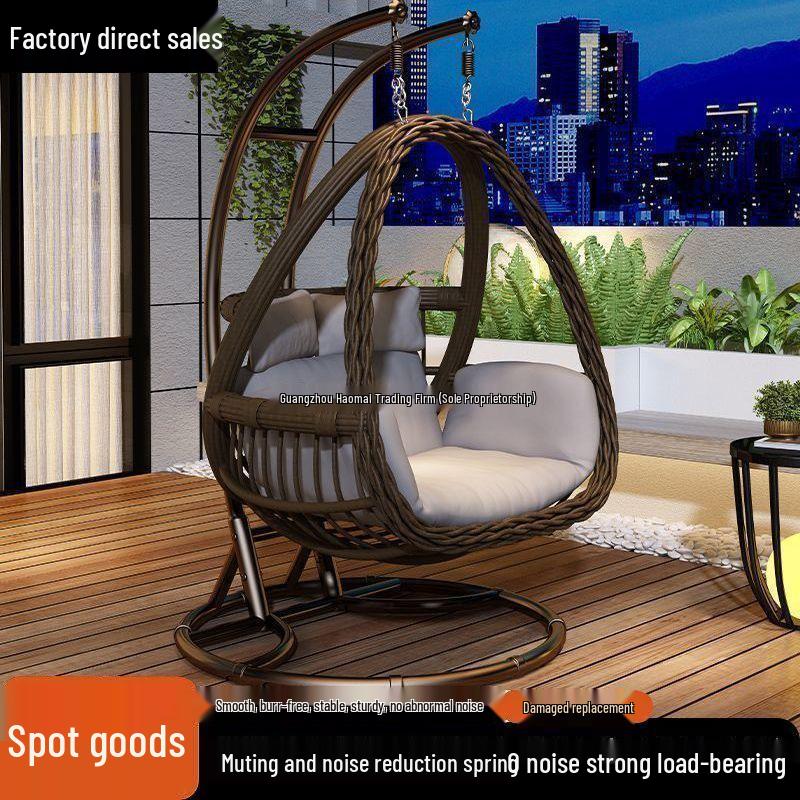Double Rattan Hanging Basket Chair for Indoor/Outdoor Use
