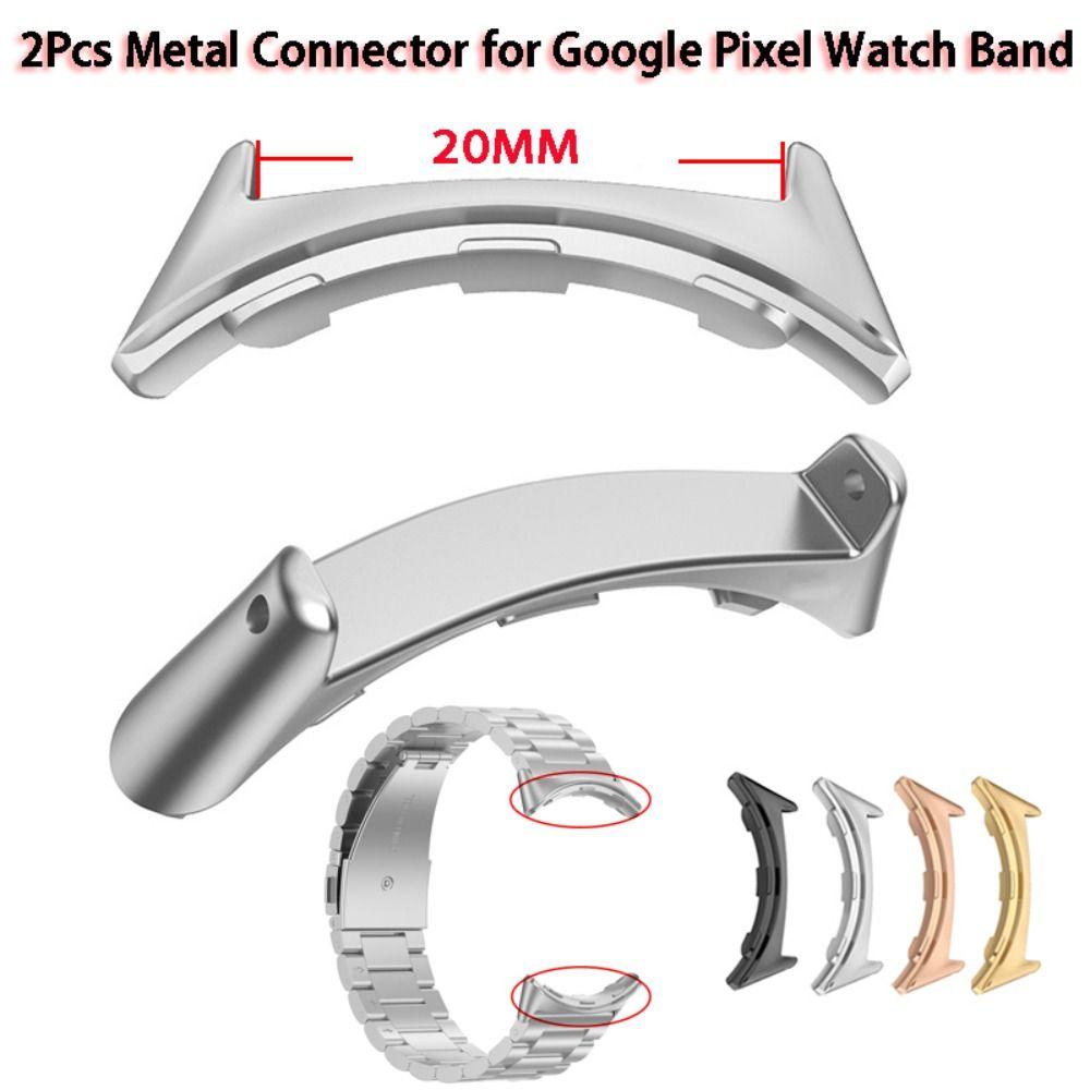 2Pcs Compatible Bandwidth 20mm Watchband Smart Metal Stainless Steel Strap Adapter Connector