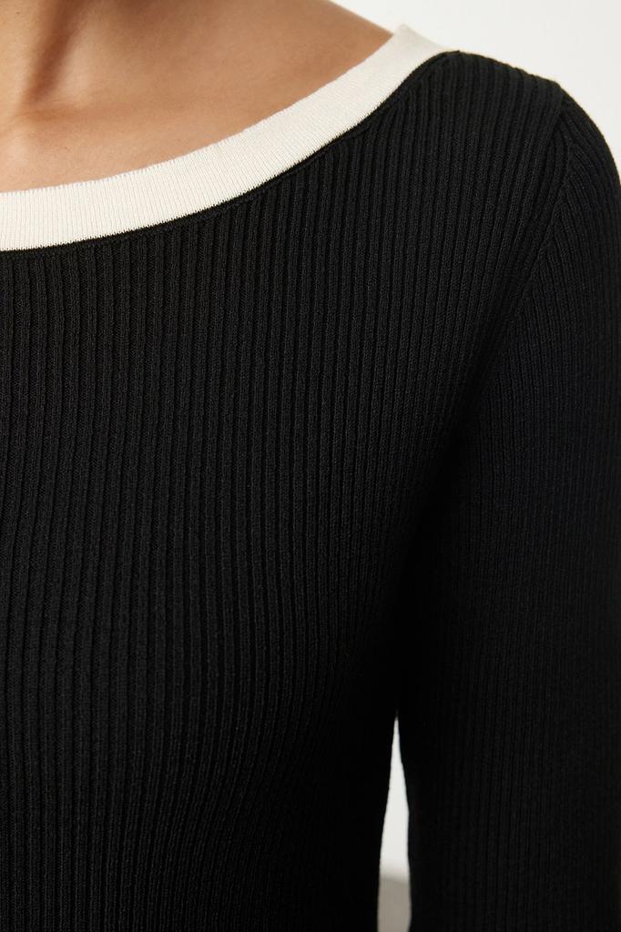 Женский модный стильный свитер с норковым воротником и детальным трикотажным свитером