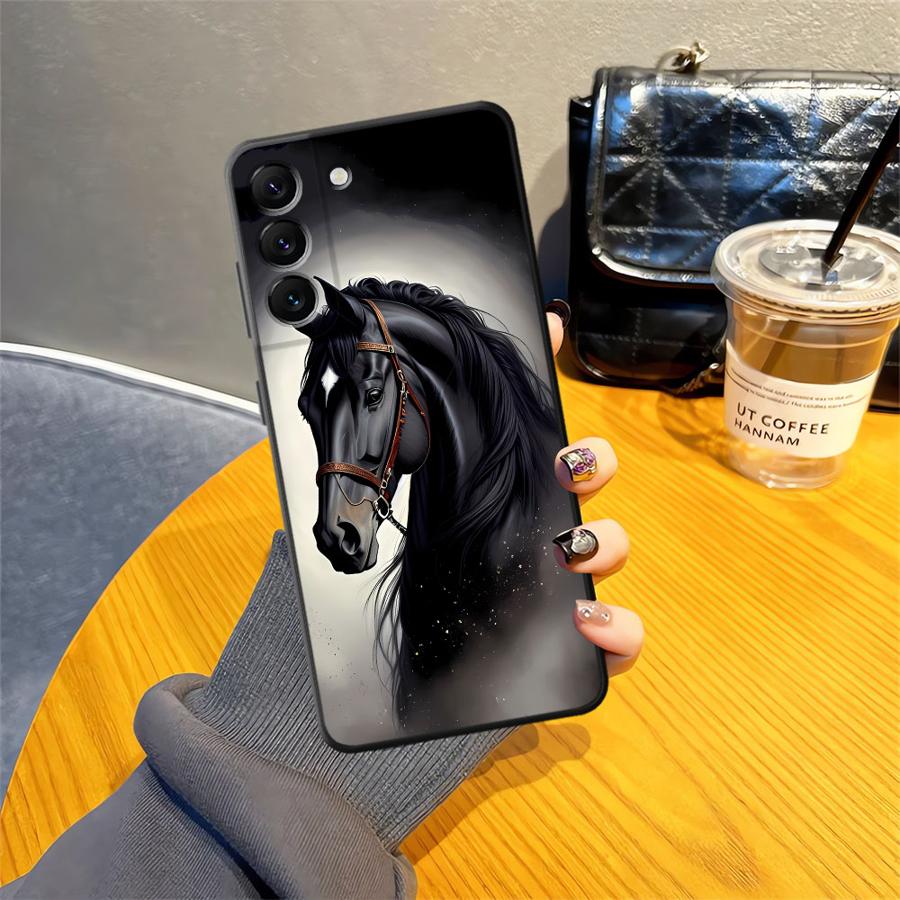 Черный Мягкий Чехол для Телефона с Рисунком Животного Лошади для Samsung Galaxy A40 A16 A10 A12 A70 A05 A06 A30 A15 A20 A13 A50 A17 A04