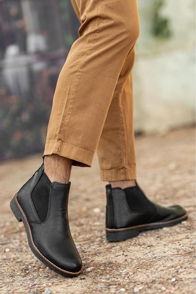 Men's Fashion Faux Leather Thin Heeled Booties Bootie Black Suede Daily Chelsea Winter Boots Shoes