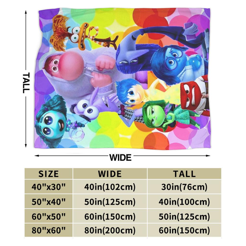 Inside Out Wool Blanket Cartoon Action Comedy Funny Throw Blankets for Sofa Bedding Lounge 125*100cm Rug Piece,