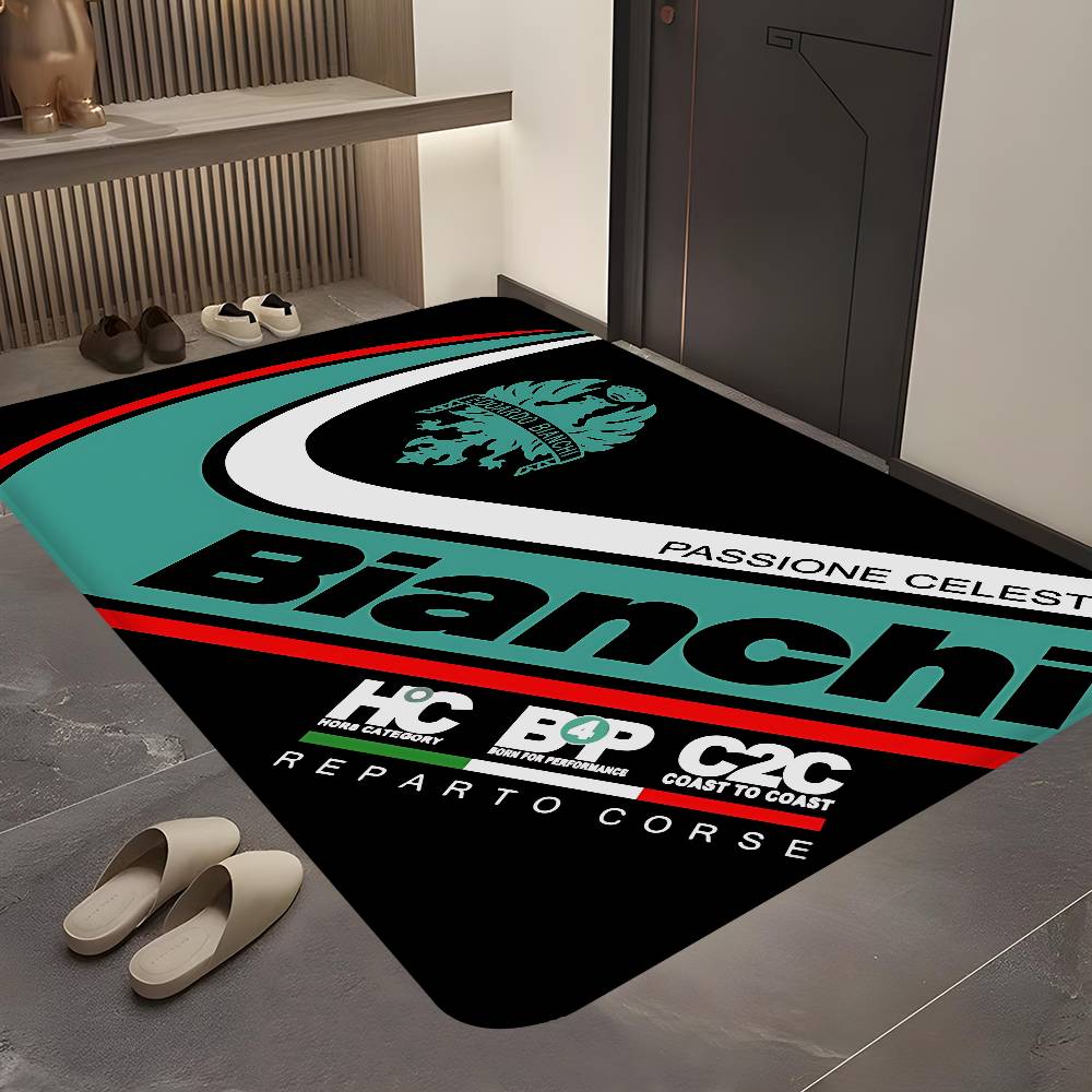 B-bianchi-S Bicycle Logo Floor Mat Non-Slip Laundry Room Mat Laundry Decor Balcony Child Living Room Household Carpets