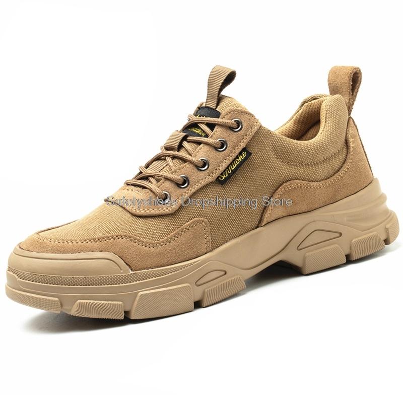 Fashion High Top Soft Safety Shoes For Men Work Sneakers Steel Toe Cap Kevlar Midsole Anti-punture Work Sneakers Ankle Winter Boots Male