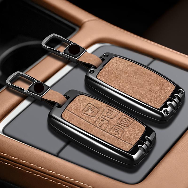 Кожаный чехол-брелок из цинкового сплава для автомобильного ключа Range Rover Evoque, Range Rover Velar, Discovery 5, Jaguar Xexf, E-Pace, F-Pace, Xj, Xfl