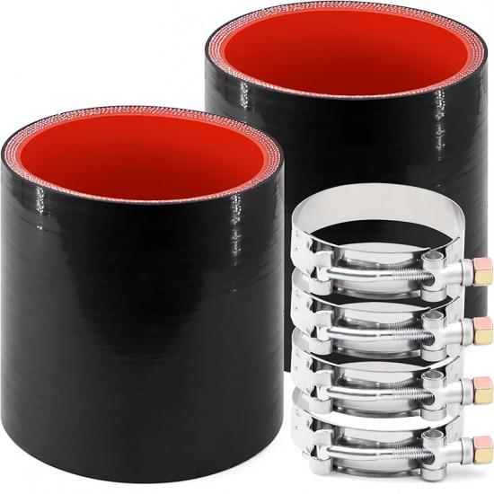 Прямой черный силиконовый редукционный соединитель от 3 до 4 дюймов с 2 Т-образными хомутами 4 слоя полиэстеровой арматуры Подходит для патрубка турбонаддува высокого уровня