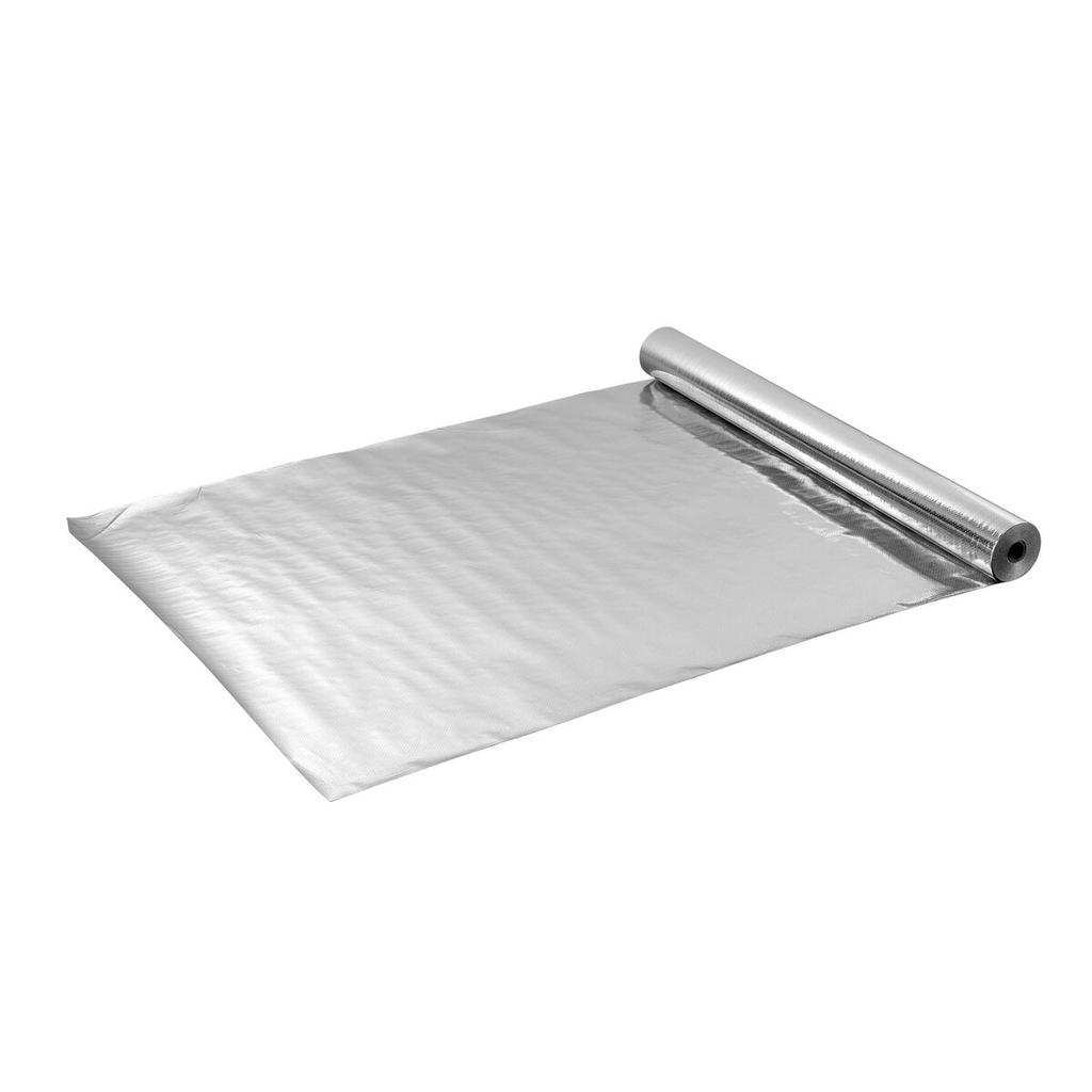 Double Reflective Insulation Roll, Perforated Woven Fabric Radiant Barrier, 0.15mm 38.1 m x 1.22 m, Double-Sided Aluminum Foil Heat Reflective Shield,