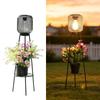 Solar Powered Black Mesh Tripod Flower Pot Light, Waterproof Solar Lamp for Garden Balcony, Landscape Ornament for Yard Patio Home Decoration