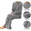 Women Knitted Coat Autumn Winter O-Neck Sweater 2 Piece Set Solid Fashion Ladies Pullover Wide Tops Pants Home Leg Suit