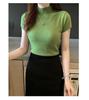 2024 Women's Slim Fit Knitted Half Turtleneck Short-Sleeve Sweater Top