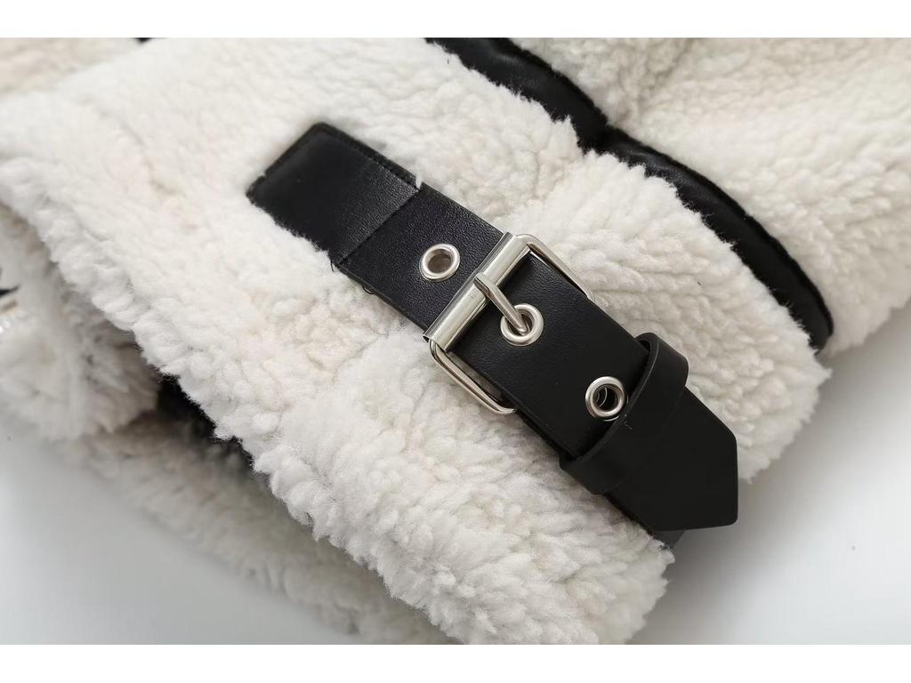 Женская куртка из искусственной овчины, сшитая из разных частей, на осень 2023 года в уникальном европейско-американском стиле Y2K