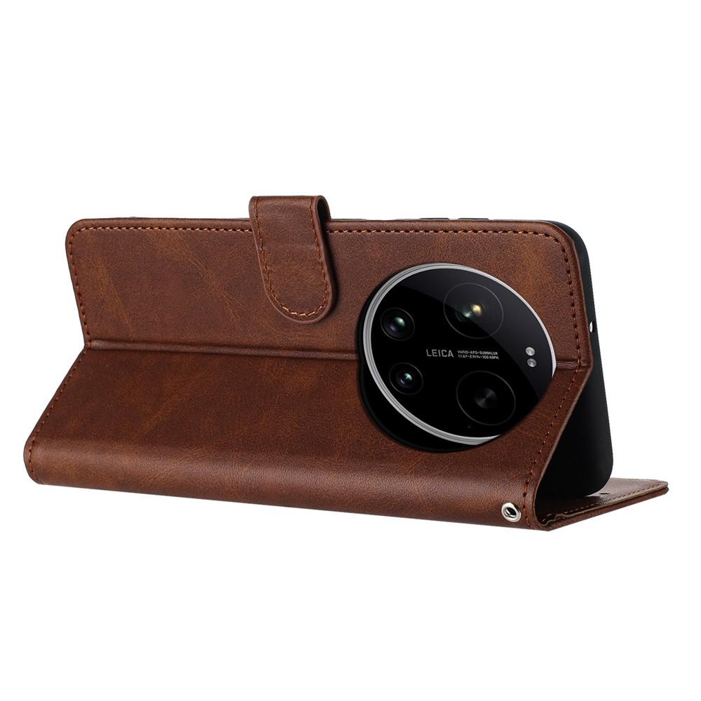 Wallet Case for 17 Ultra - Leather/PU, Brown, With Lanyard