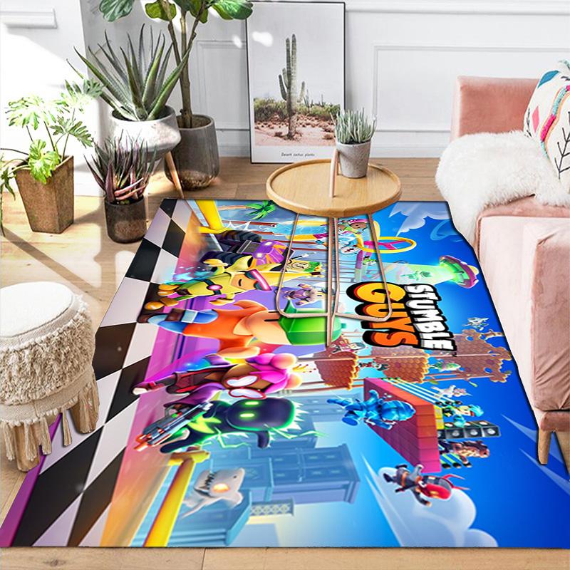 Stumble Guys theme pattern Rug Floor Mat for Living Room or Bedroom Soft and Comfortable Carpet a Gift for Birthday and Holiday.