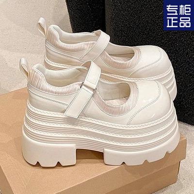 Женские весенние новые модели на толстой подошве, небольшой подъем, маленькие кожаные туфли, женские одинарные туфли маффины с большой головкой