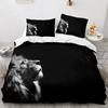 3PCS Lion Bedding Set Cool Animal Bed Linen Home Decor Single Double Twin Size For Boys Girls Kids Adults Lion Duvet Cover Set