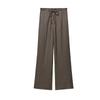 Spring New European and American Commuters' Plaid Easiest for Match Stretch Waist Lace up Casual Textured Pants 4391450