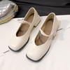 Versatile Retro Square Head Thick Heel Mary Jane Shoes Women's Autumn 2025 New Shallow Mouth Word with Medium Heel Single Shoes Women