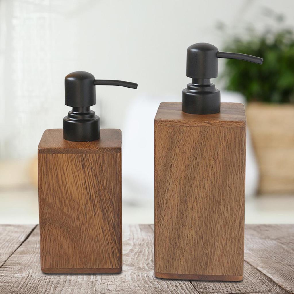 Dish Soap Pump Lotion Dispenser Empty for Shampoo Apartment Walnut Wood Simple Styles Modern