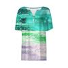 Women's Casual Sequin Printed V-Neck Short Sleeve Decorative Button T-Shirt Top