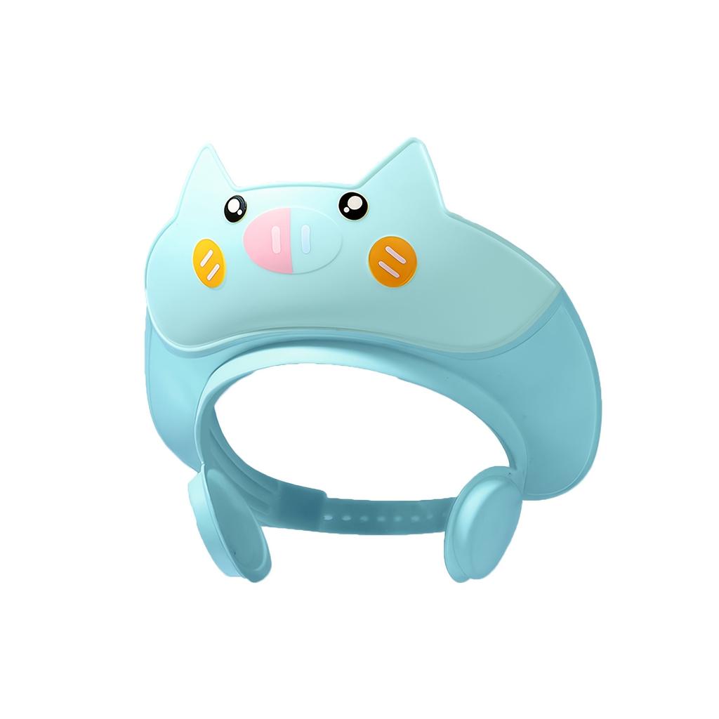 1 Милая шапочка для душа с изображением свиньи для детей, мягкая и удобная, материал TPE, регулируемая, с защитой для ушей, милый мультяшный дизайн для веселого купания