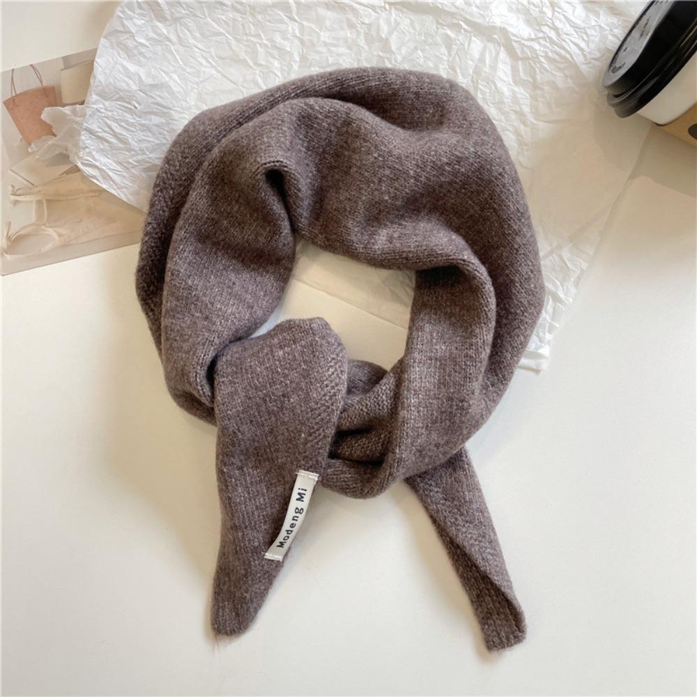 Cashmere-like Wool Blend Scarf Solid Color Knitted Scarf Triangular Short Shawl Women's Wear
