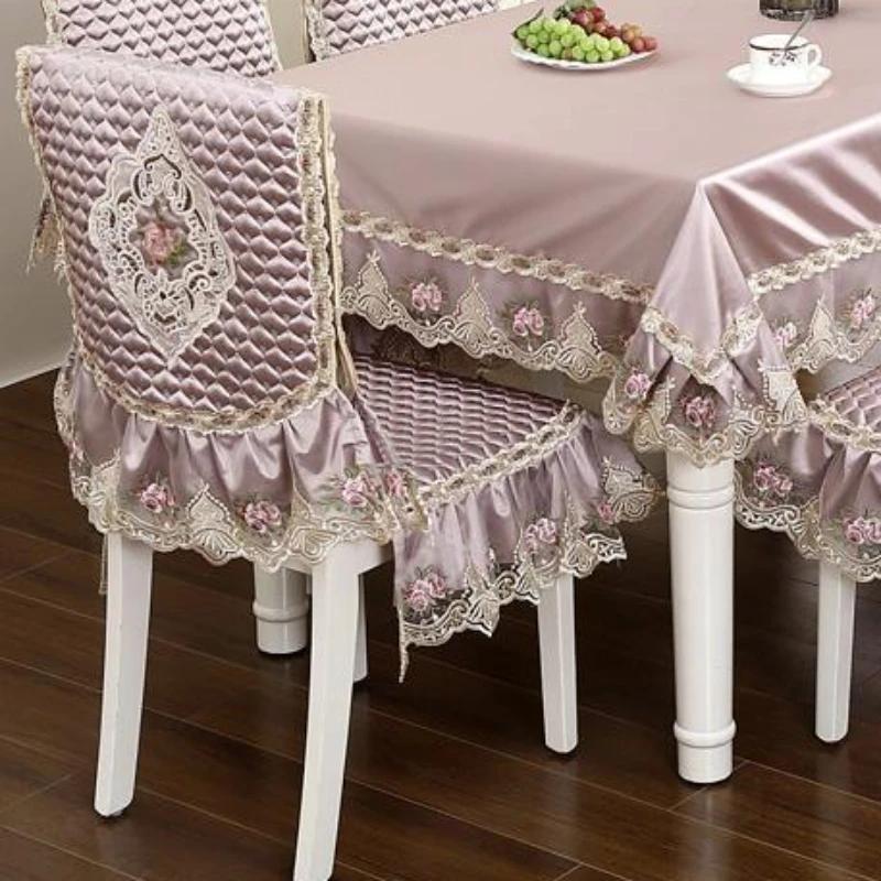 Высококачественный бархатный чехол на стул с кружевным краем, бытовые стулья, противоскользящие ремни, подушки для сиденья, чехол на спинку, табурет, пылезащитный чехол