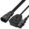 IEC320 C14 To IEC320 C13+UK13A AC-Power Adapter Cable, 3 Terminals Male To Female Power Connector Cord Wire