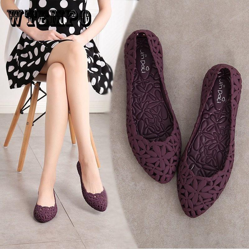 Летние полые сандалии, женские дышащие туфли на плоской подошве, мягкие пляжные модные непромокаемые сапоги