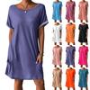 Women's Dresses T-Shirt Dresses With Pockets Solid Color Casual Beach Dresses