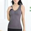 Winter Women Thermal Vest with Chest Pads Seamless Lace V Neck Fast