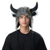 Animal Costume Hat Bull Horn EarCover Hat Soft Plush Fursuit Cap For Adult Winter Activity Halloween Party Accessory