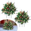 Pre-lit Christmas Tree Urn Filler Battery Operated Artificial Xmas Tree with Cones Berries Porch Planter Filler with Tripod Stake And LED Lights