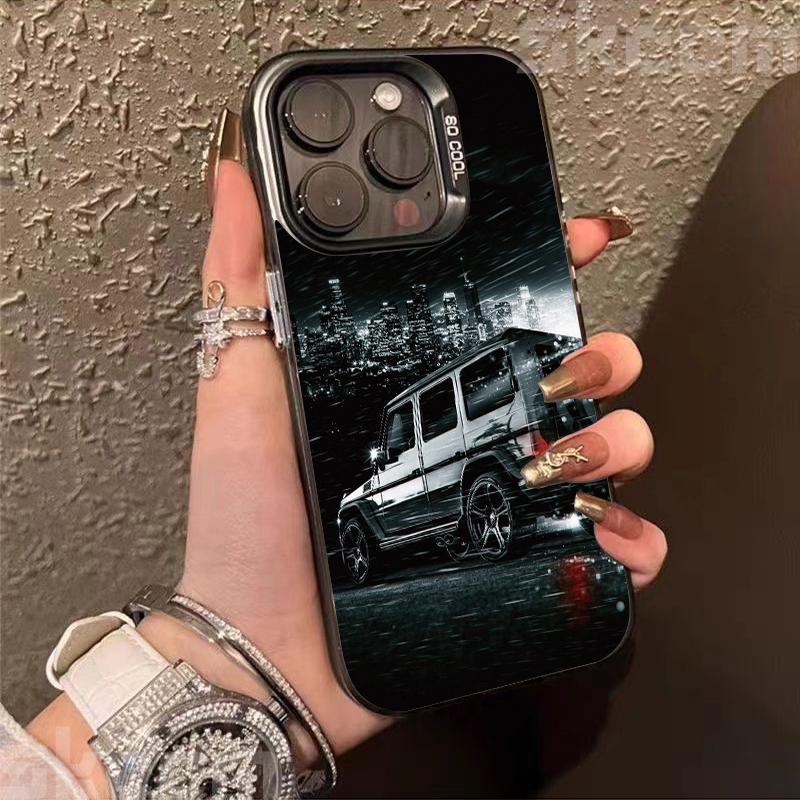 Модный блестящий чехол для телефона с автомобильным принтом для iPhone 16 16E 15 14 13 12 11 Pro Max XR X XS 7 8 Plus Задняя крышка из материала IMD